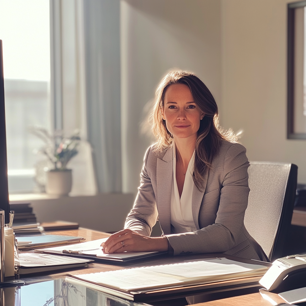 A lawyer sitting at her desk | Source: Midjourney