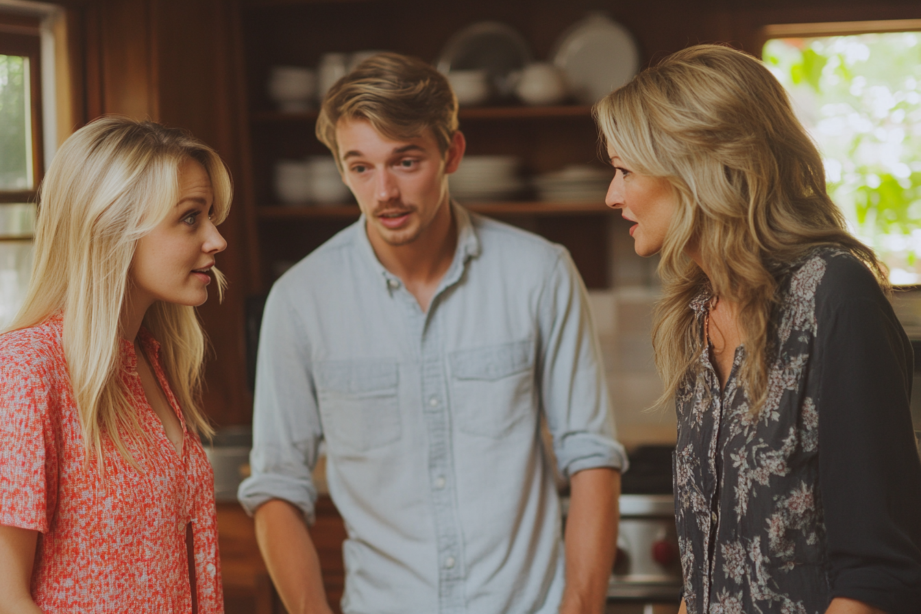 Three people in a kitchen | Source: Midjourney