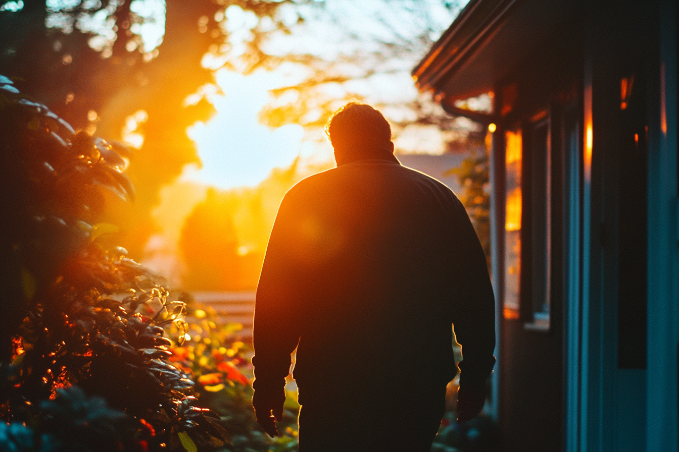 Man walking away from house | Source: Midjourney