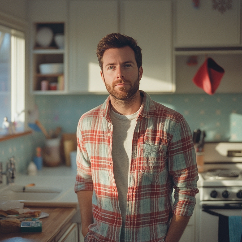 A man standing in a kitchen | Source: Midjourney