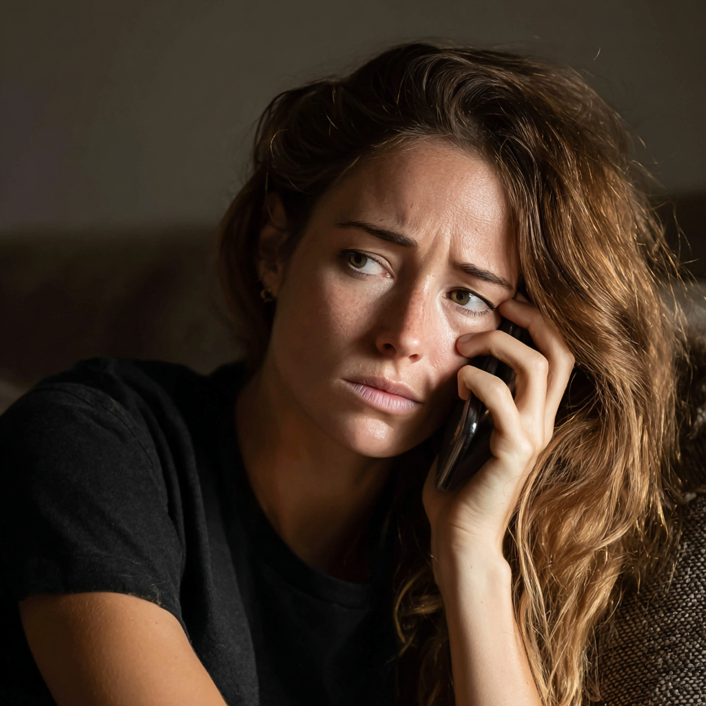 A woman talking on a phone | Source: Midjourney