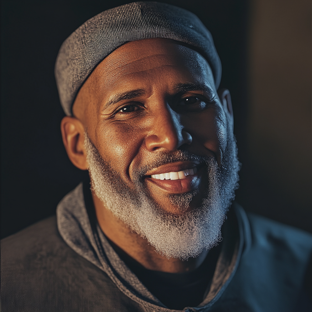 Portrait of a cheerful man smiling | Source: Midjourney