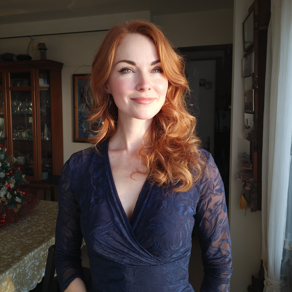 A smiling woman standing in a dining room | Source: Midjourney
