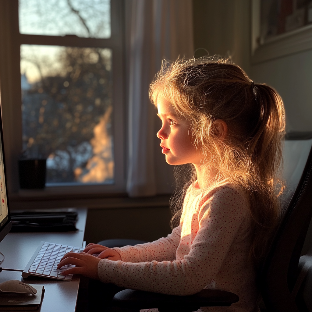 A little girl using a computer | Source: Midjourney