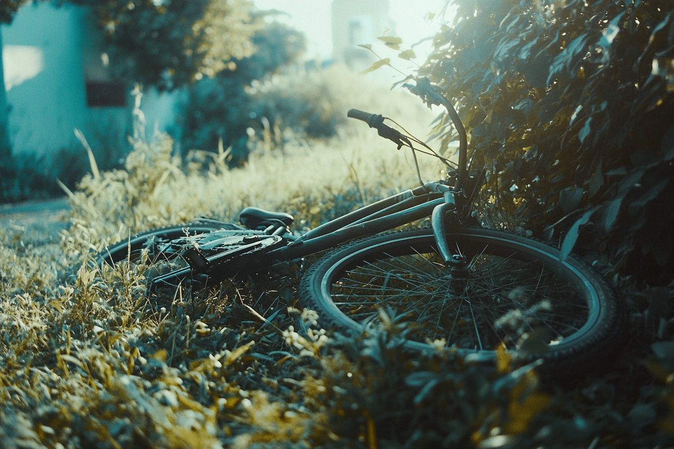 A bike left on an overgrown lawn | Source: Midjourney