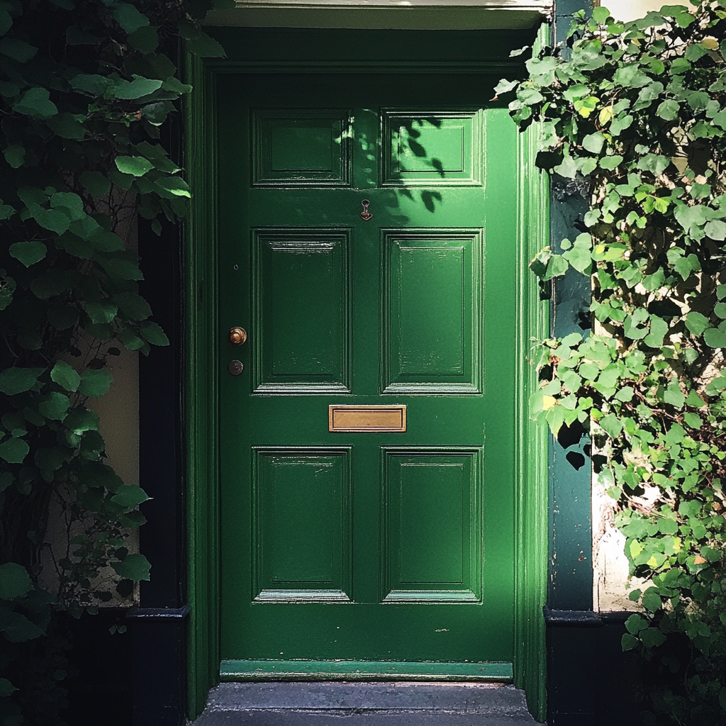 A green front door | Source: Midjourney