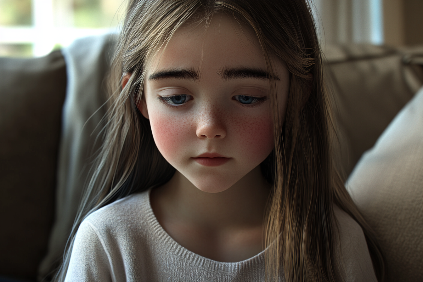 A girl looking down | Source: Midjourney