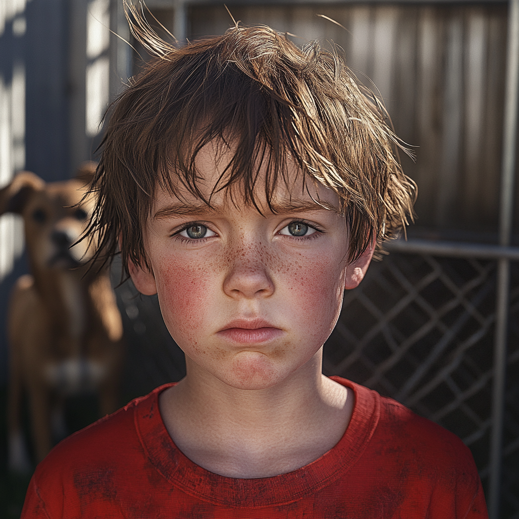 A boy standing in the backyard | Source: Midjourney