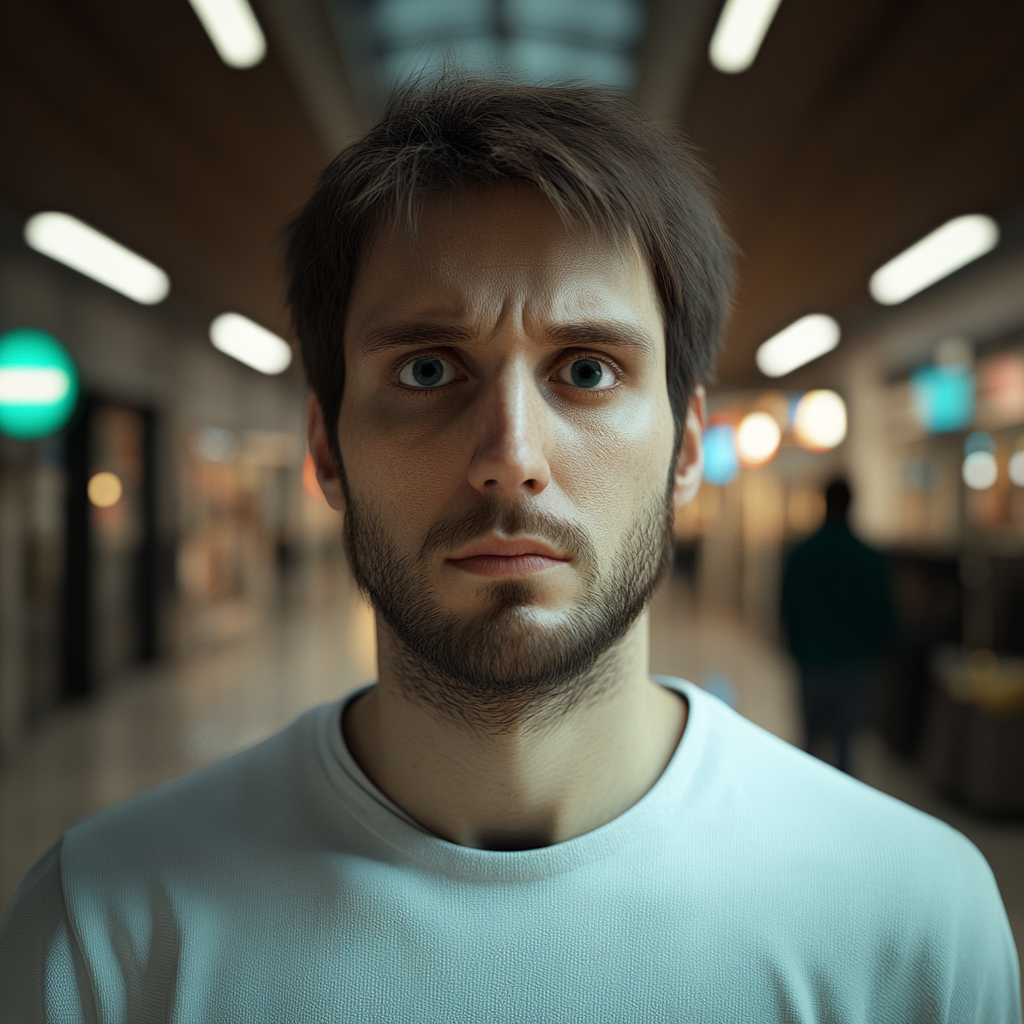 Un homme debout dans un centre commercial | Source : Midjourney