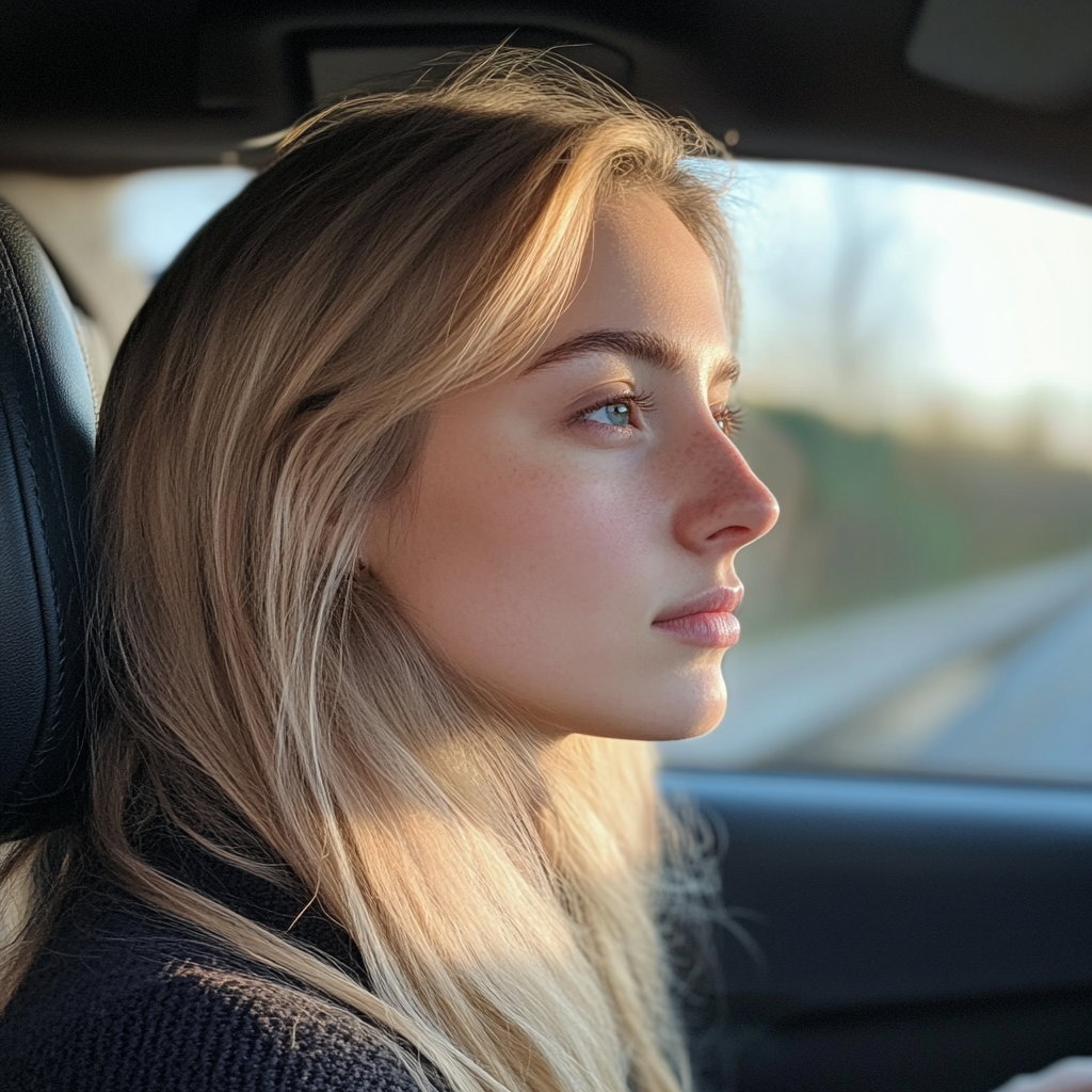 A serious woman driving | Source: Midjourney