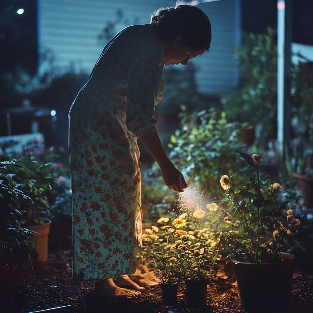 A woman sprinkling salt | Source: Midjourney