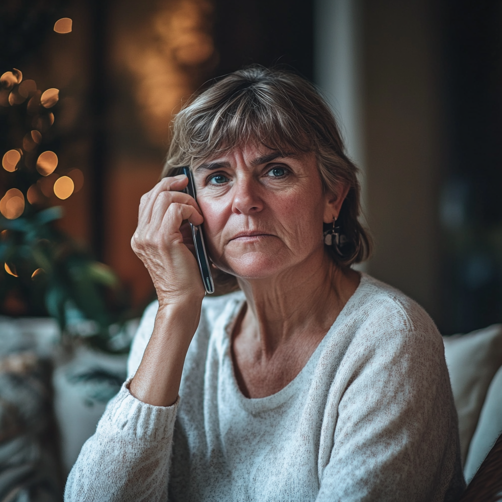 An annoyed senior woman talking on the phone | Source: Midjourney