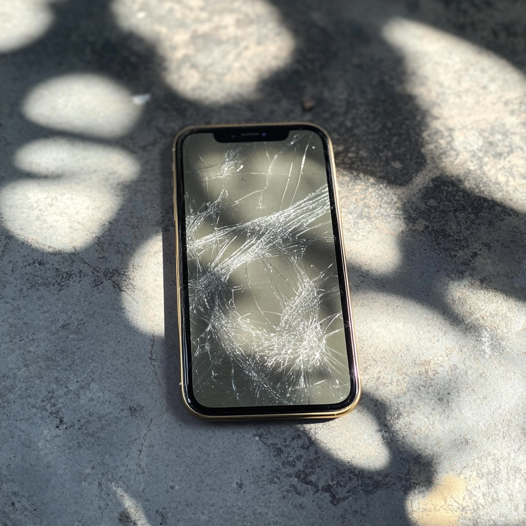 A cracked cellphone screen | Source: Midjourney