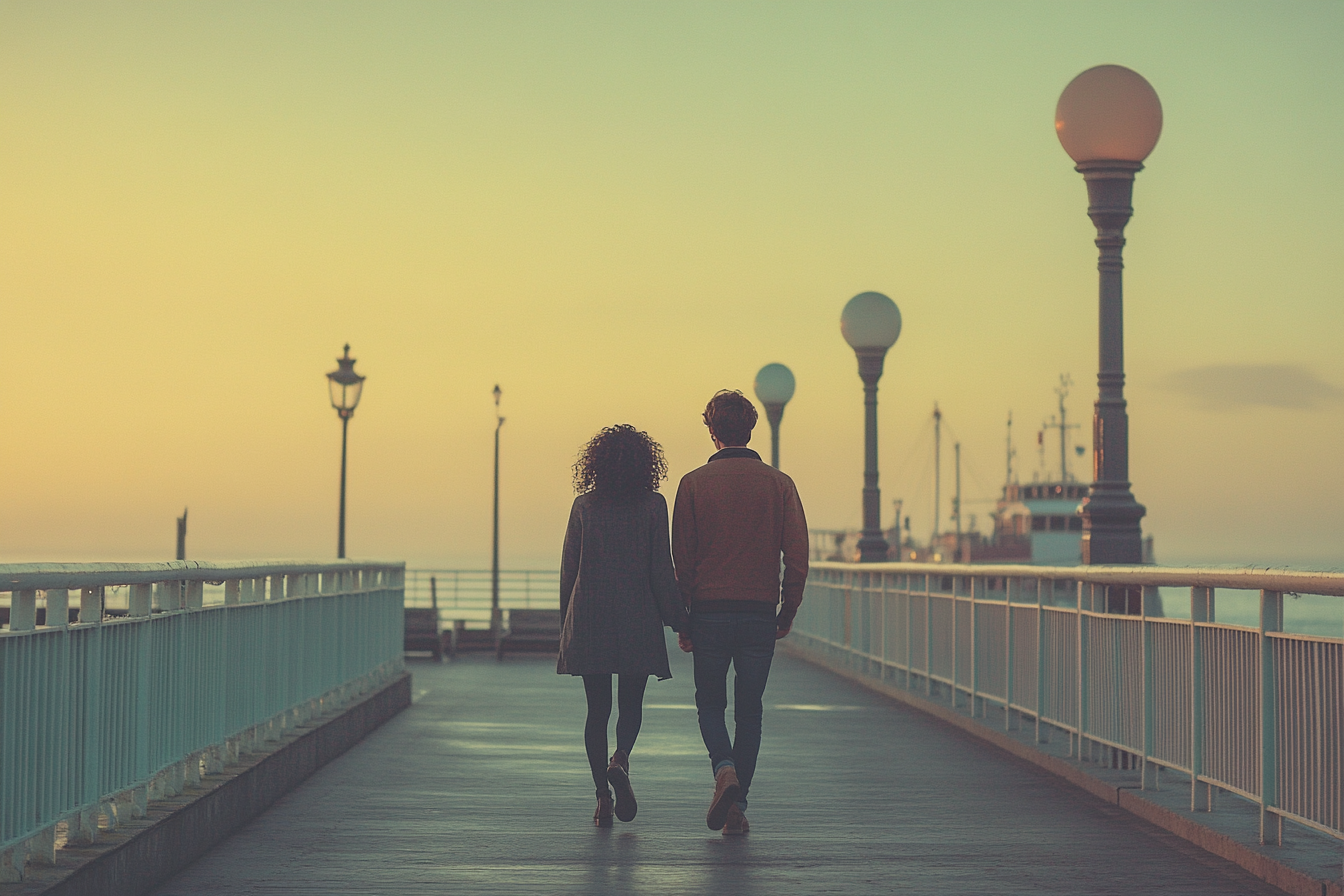 A couple on a pier | Source: Midjourney