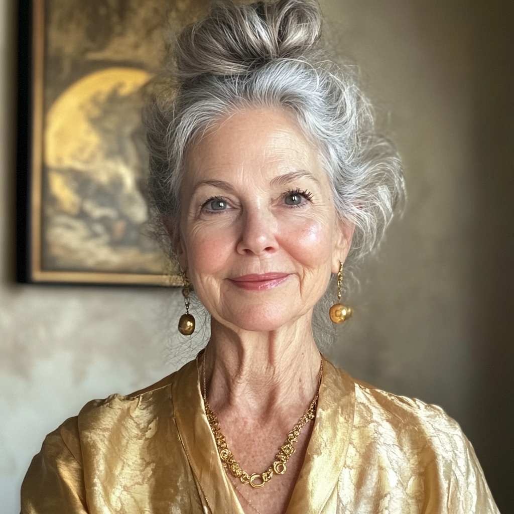 A smiling older woman | Source: Midjourney