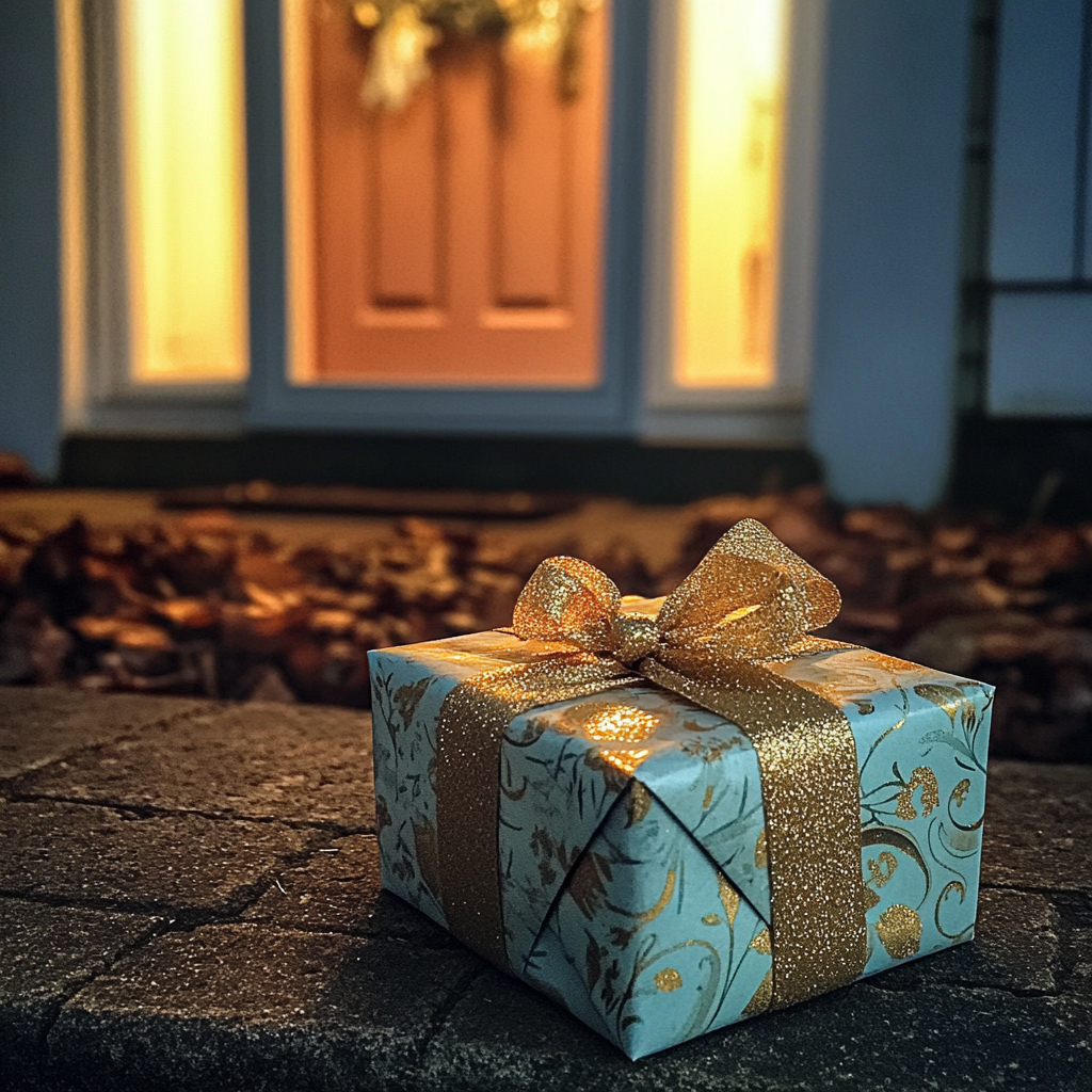 A gift on a doorstep | Source: Midjourney