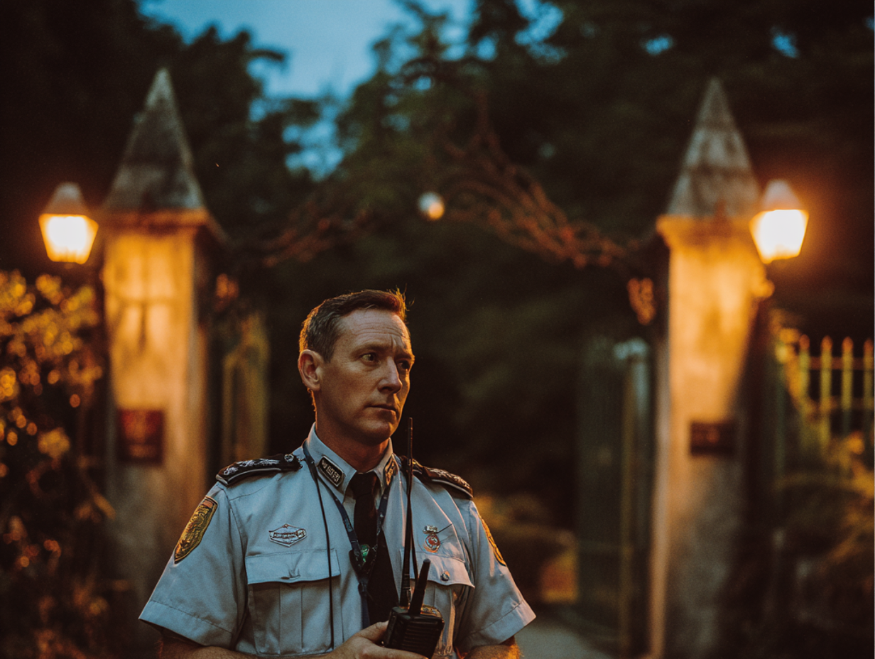 A pensive police officer standing outside | Source: Midjourney