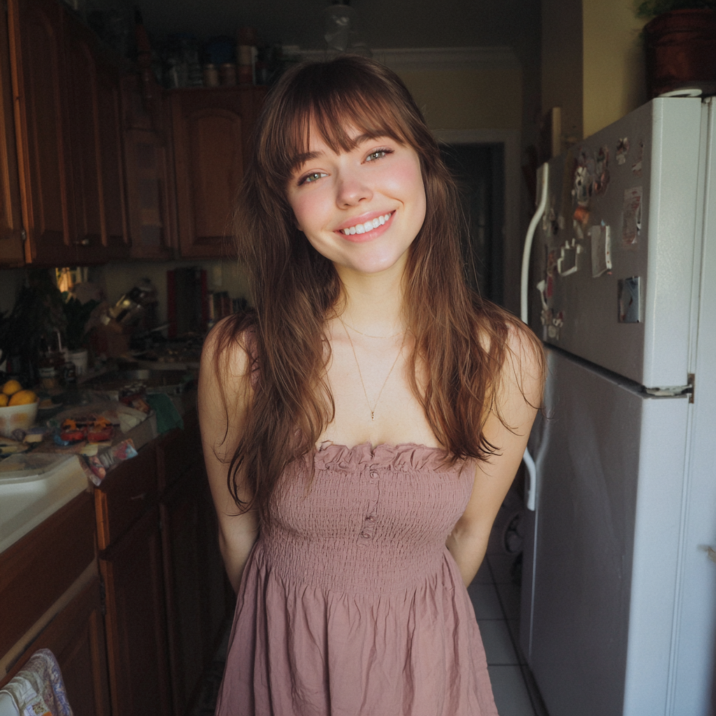 A teenage girl standing in a kitchen | Source: Midjourney