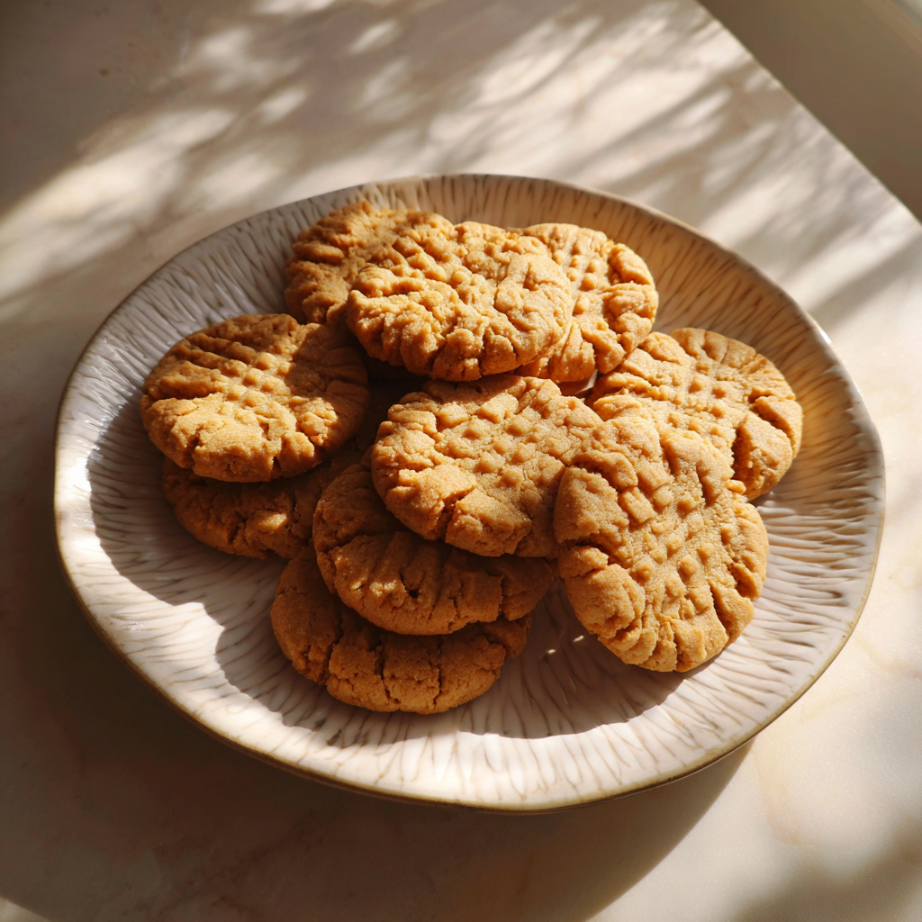 A plate of peanut butter cookies | Source: Midjourney