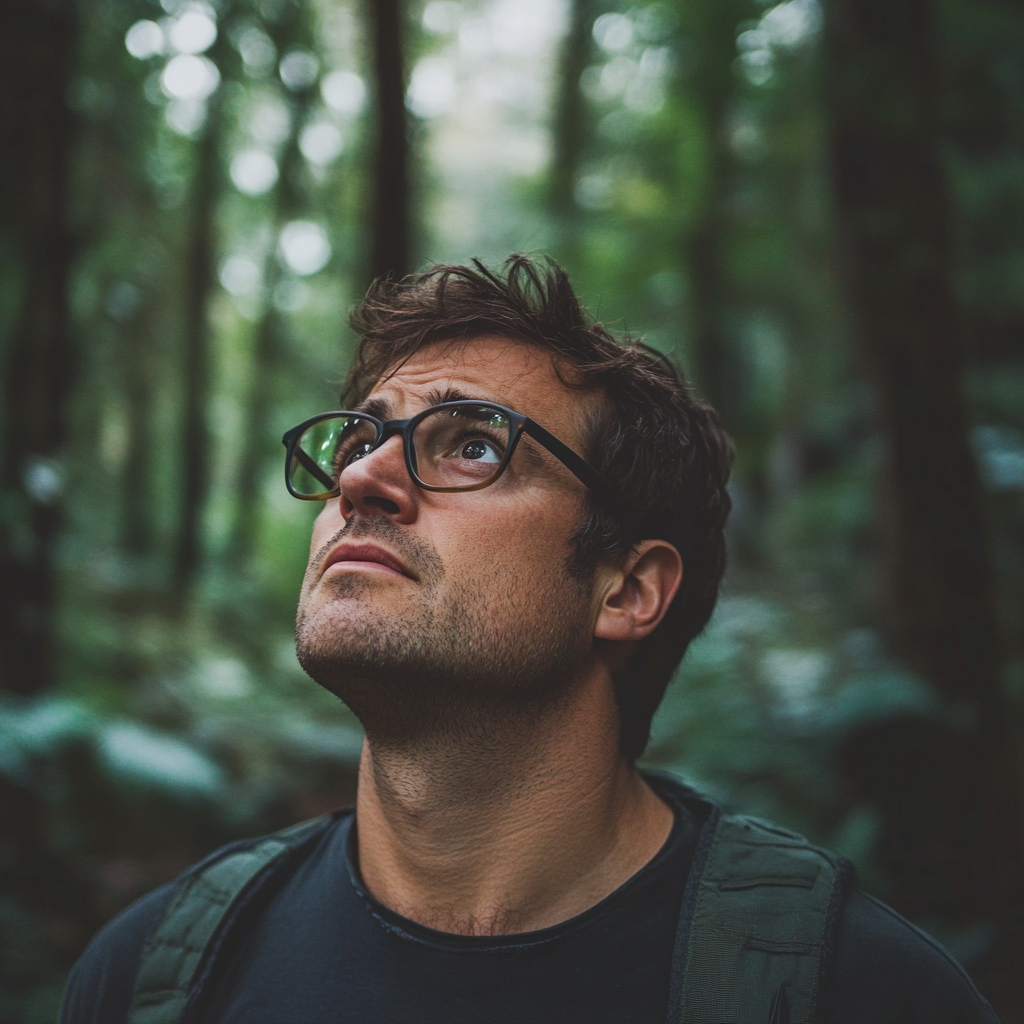 A man standing in a forest | Source: Midjourney