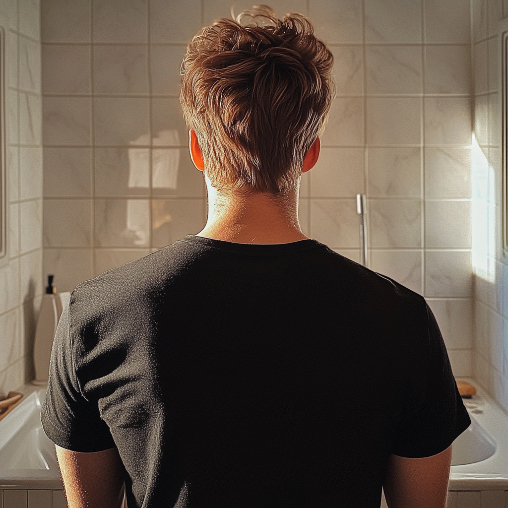 A man standing in a bathroom | Source: Midjourney