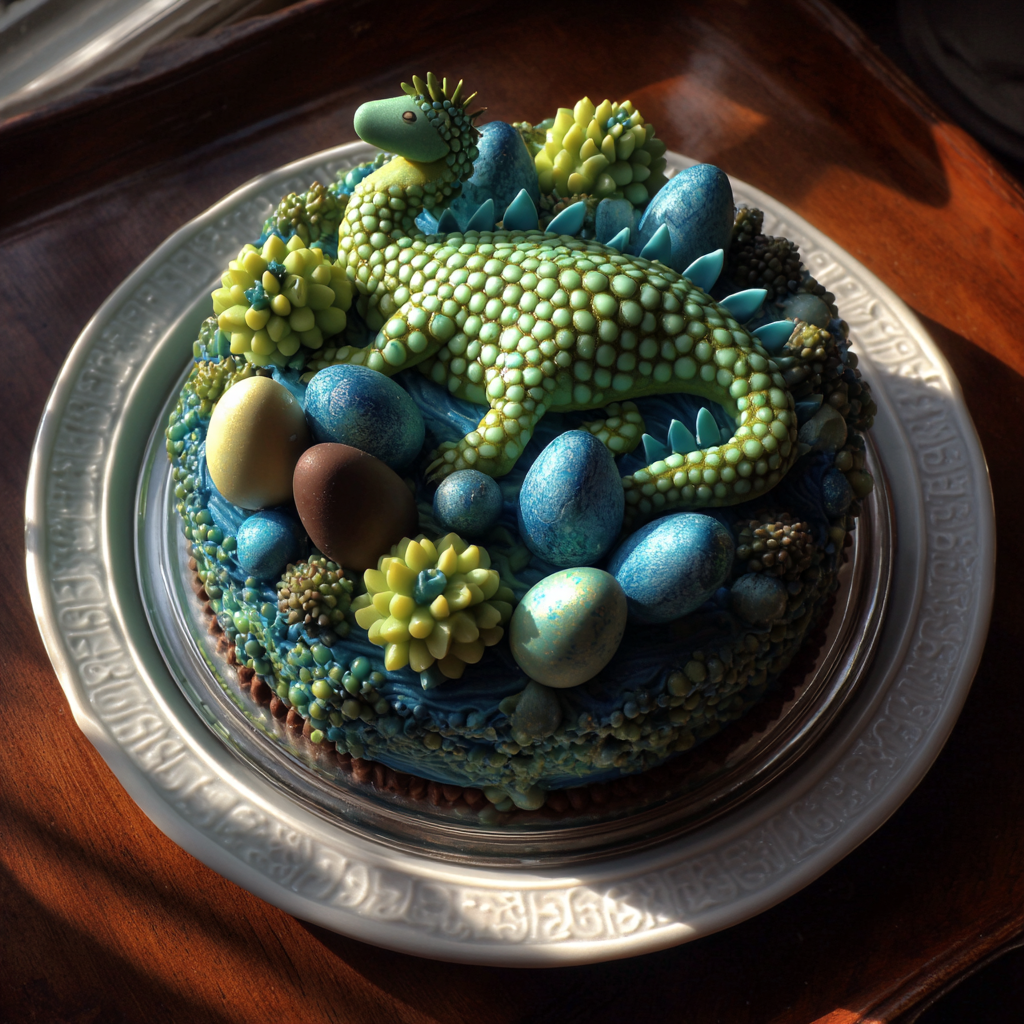 A dinosaur birthday cake | Source: Midjourney