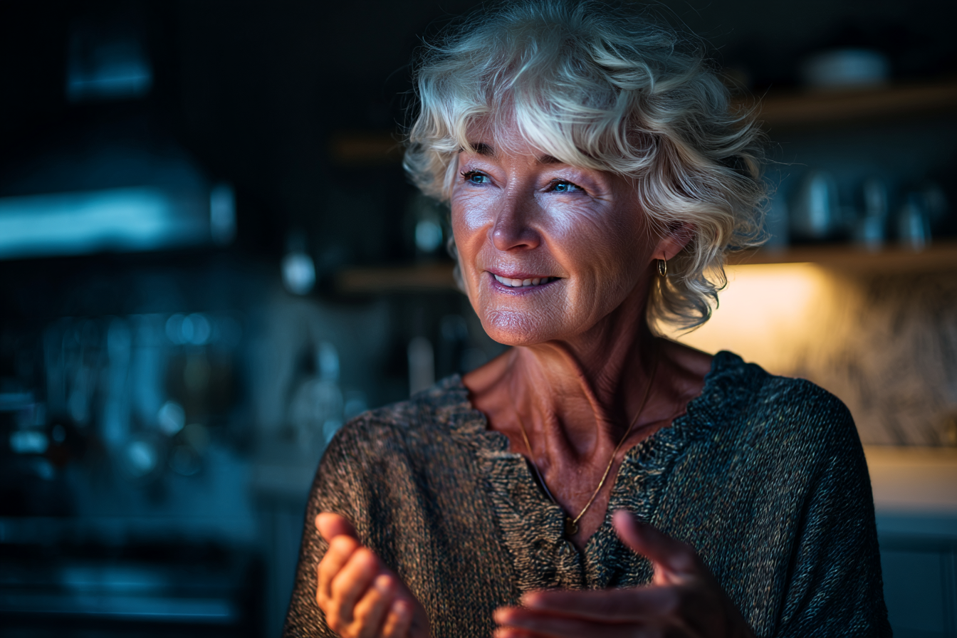 An older woman talking | Source: Midjourney