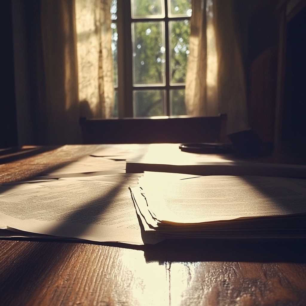 Divorce documents on a table | Source: Midjourney