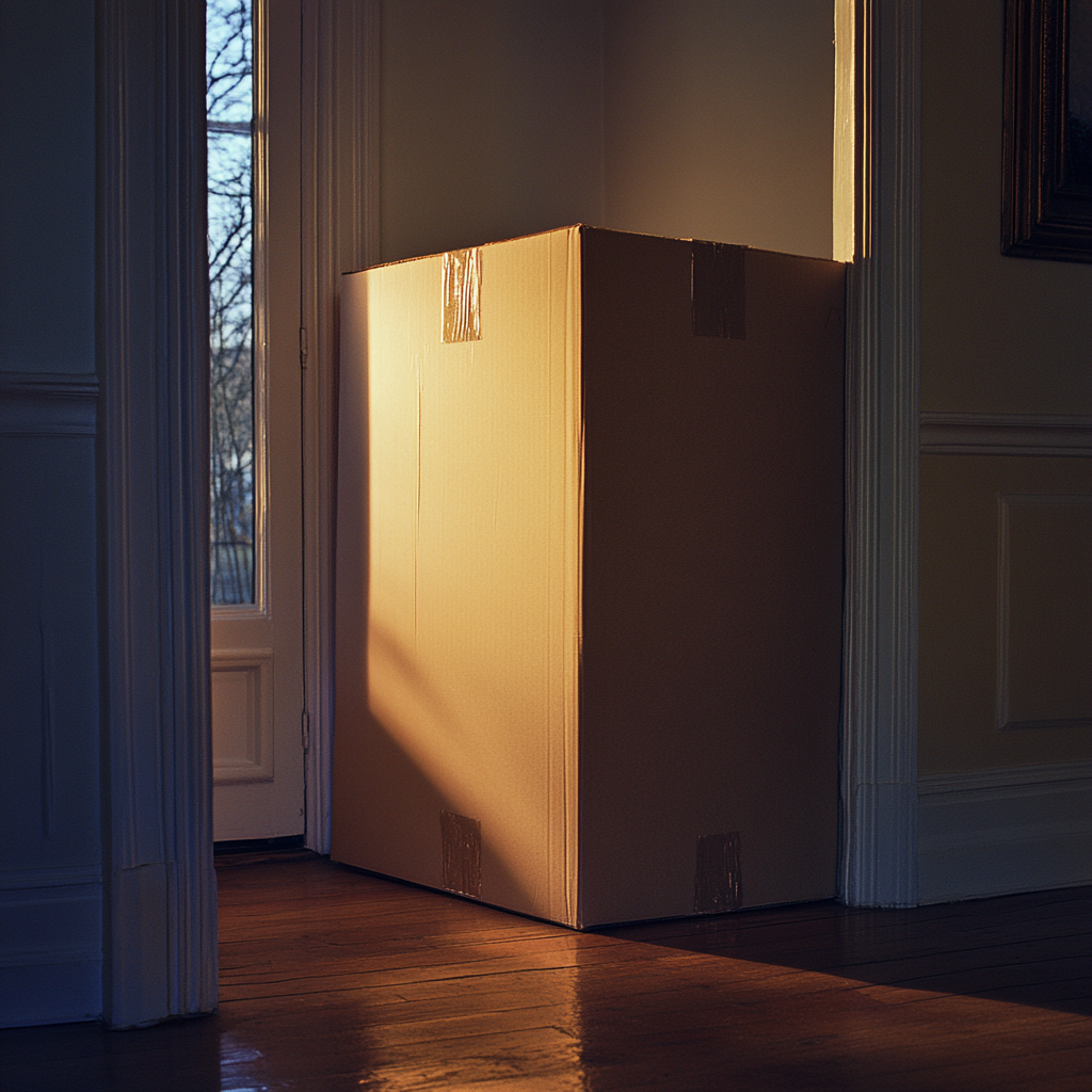 A large box in the doorway | Source: Midjourney