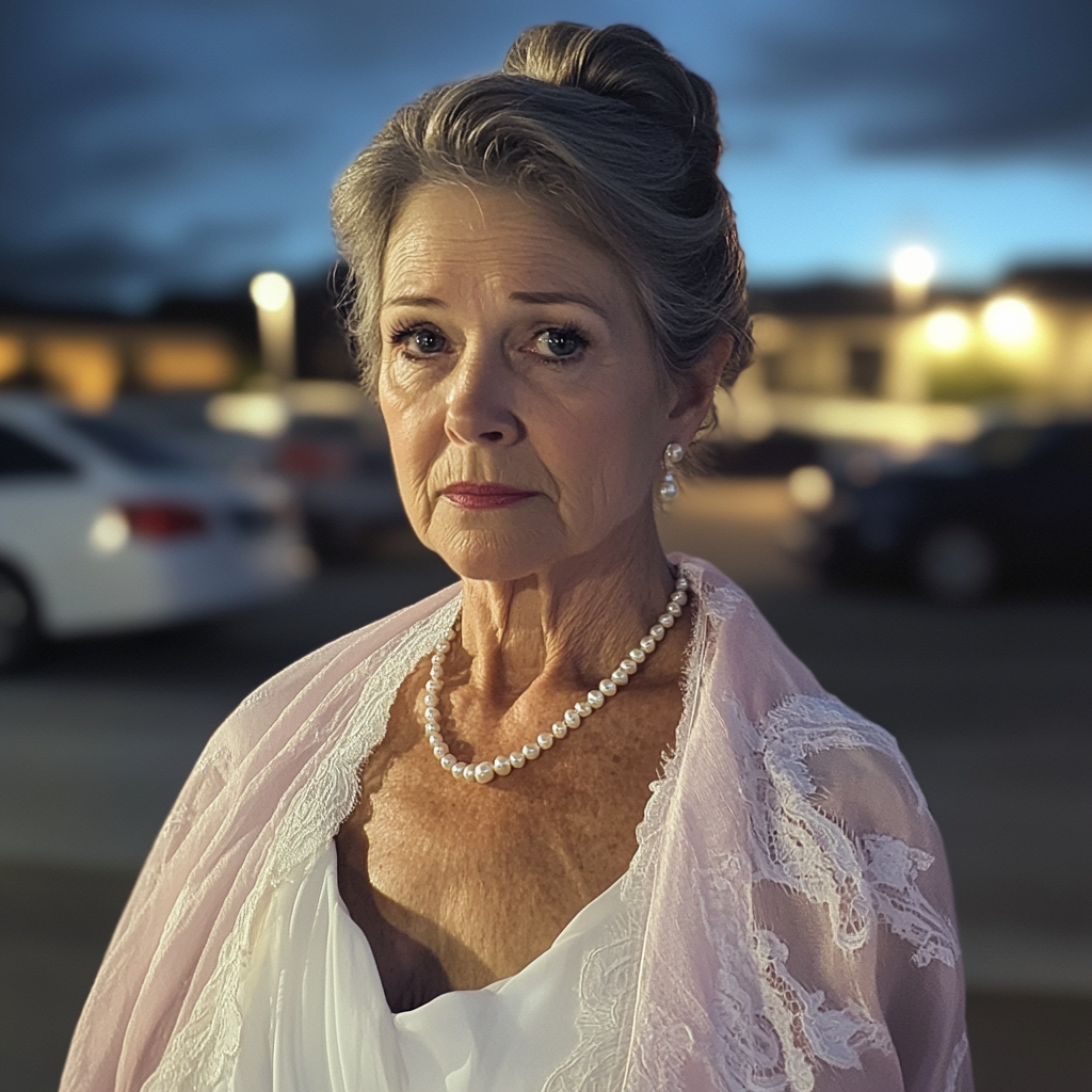 An older woman standing in a parking lot | Source: Midjourney