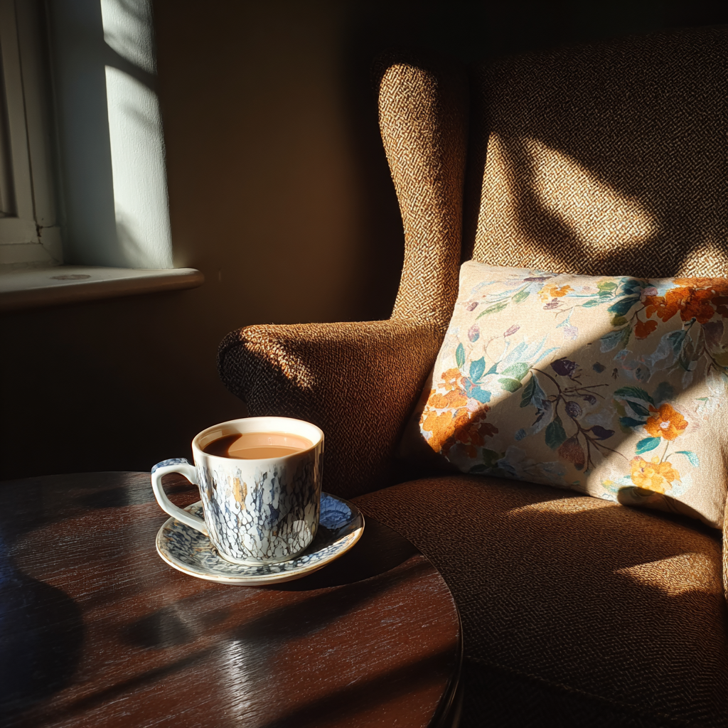 A cup of tea on a table | Source: Midjourney