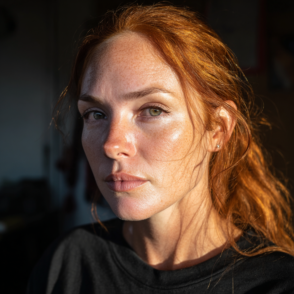 Close-up of a concerned woman | Source: Midjourney