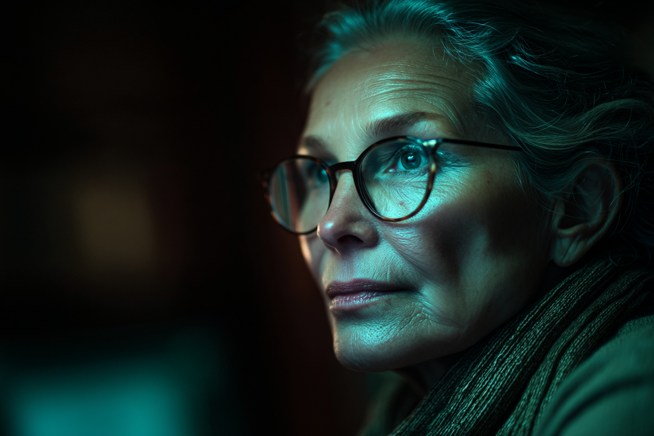 A close-up shot of an older woman's face | Source: Midjourney