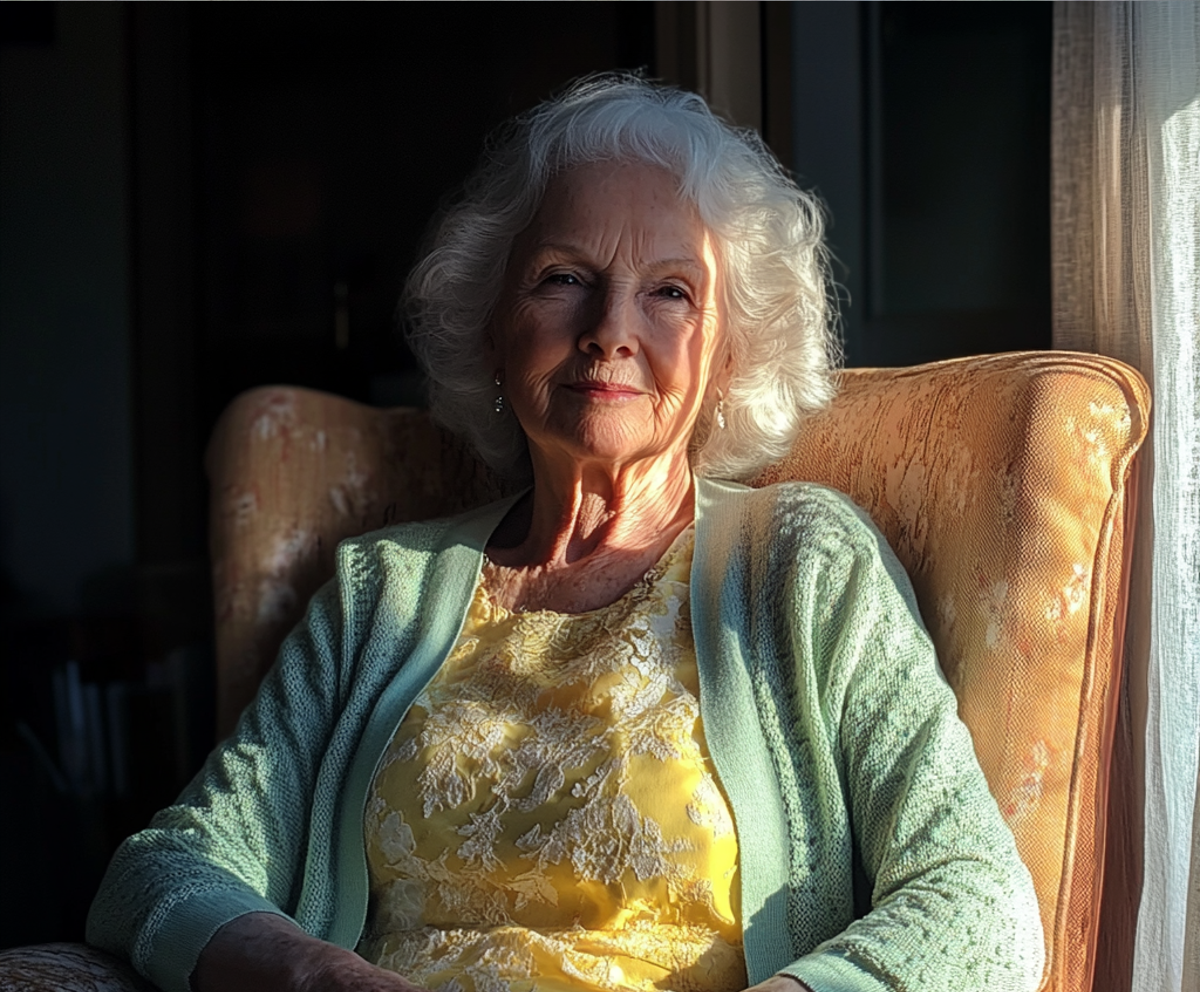 An older woman sitting by a window | Source: Midjourney