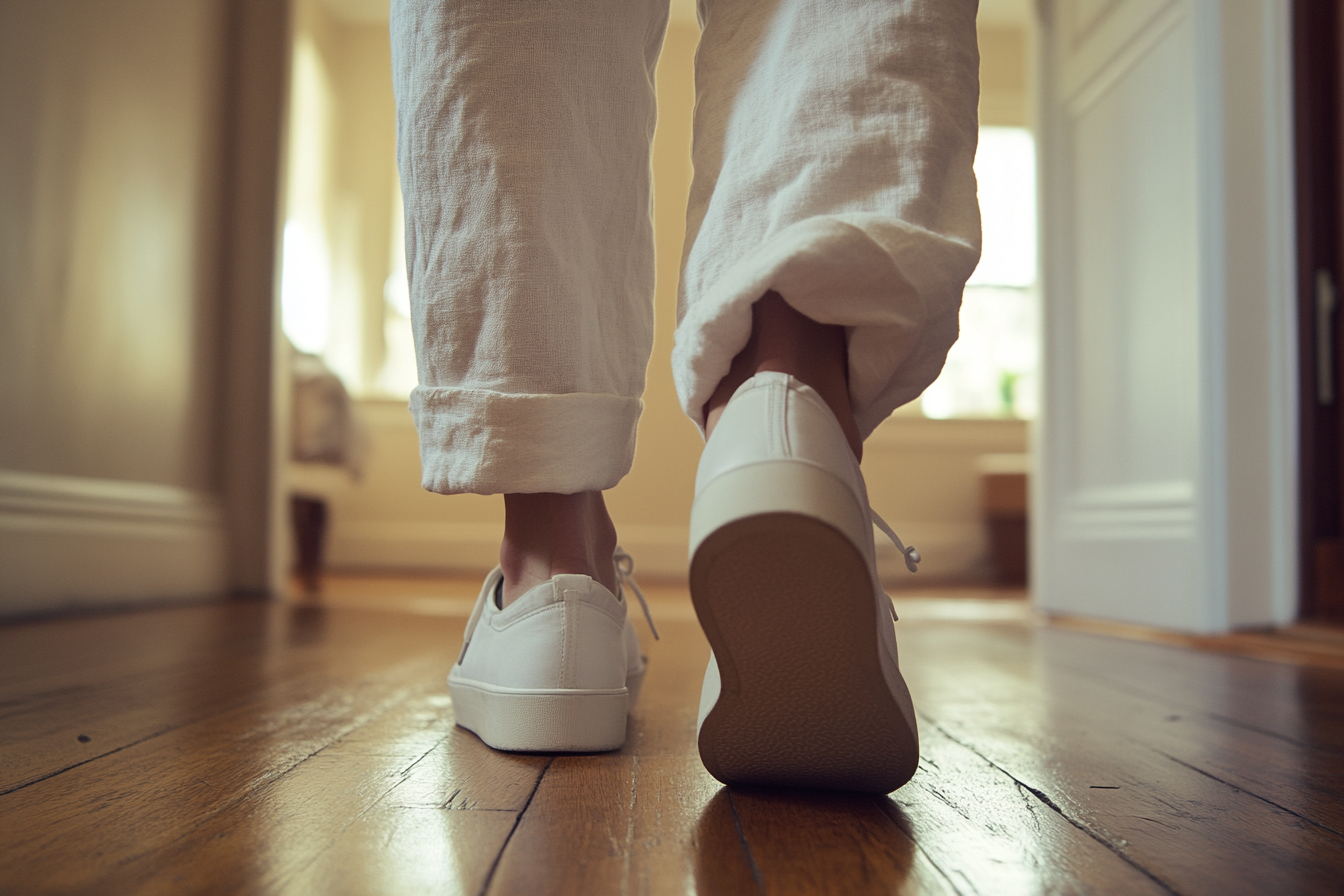 A woman walking in her house | Source: Midjourney