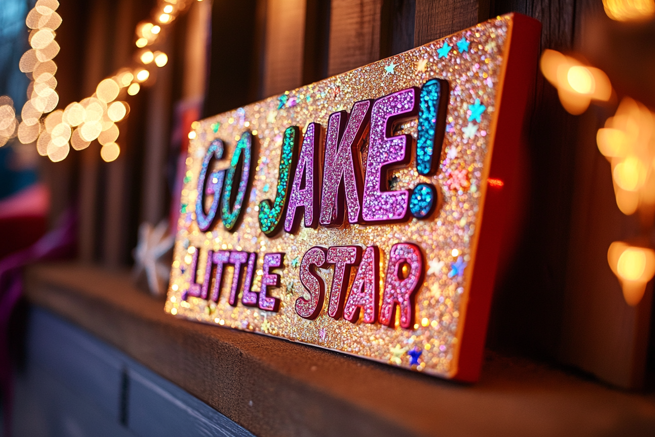 A glittery sign | Source: Midjourney
