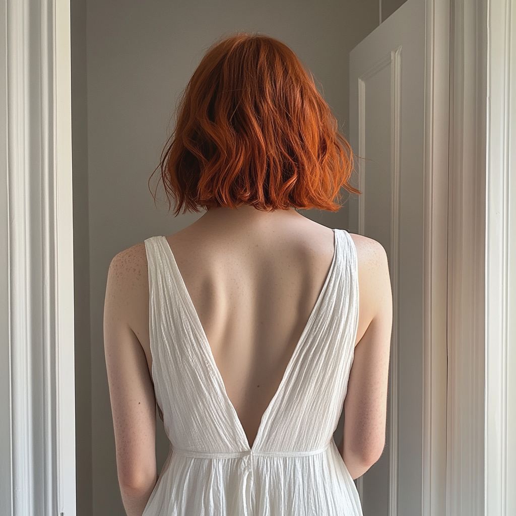 A woman walking through a door | Source: Midjourney