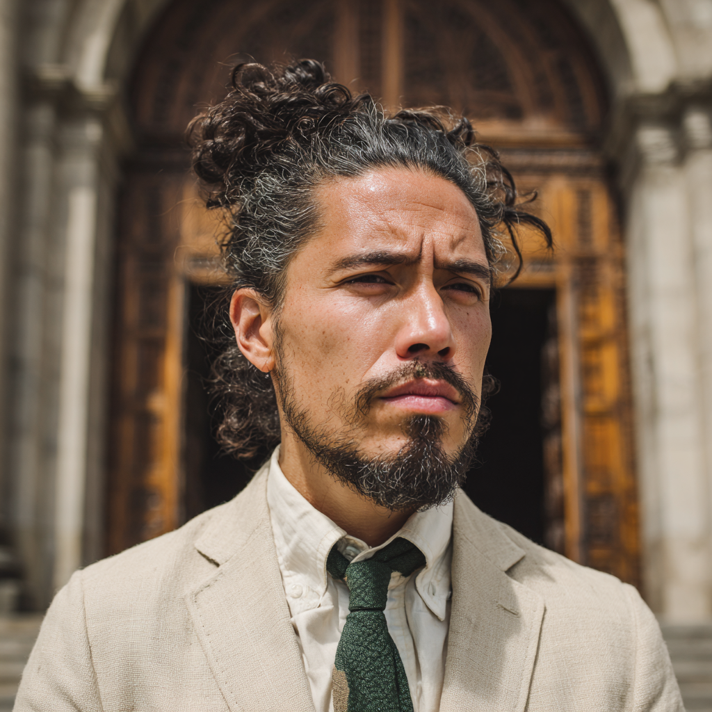 A close up of a frowning man wearing a suit | Source: Midjourney