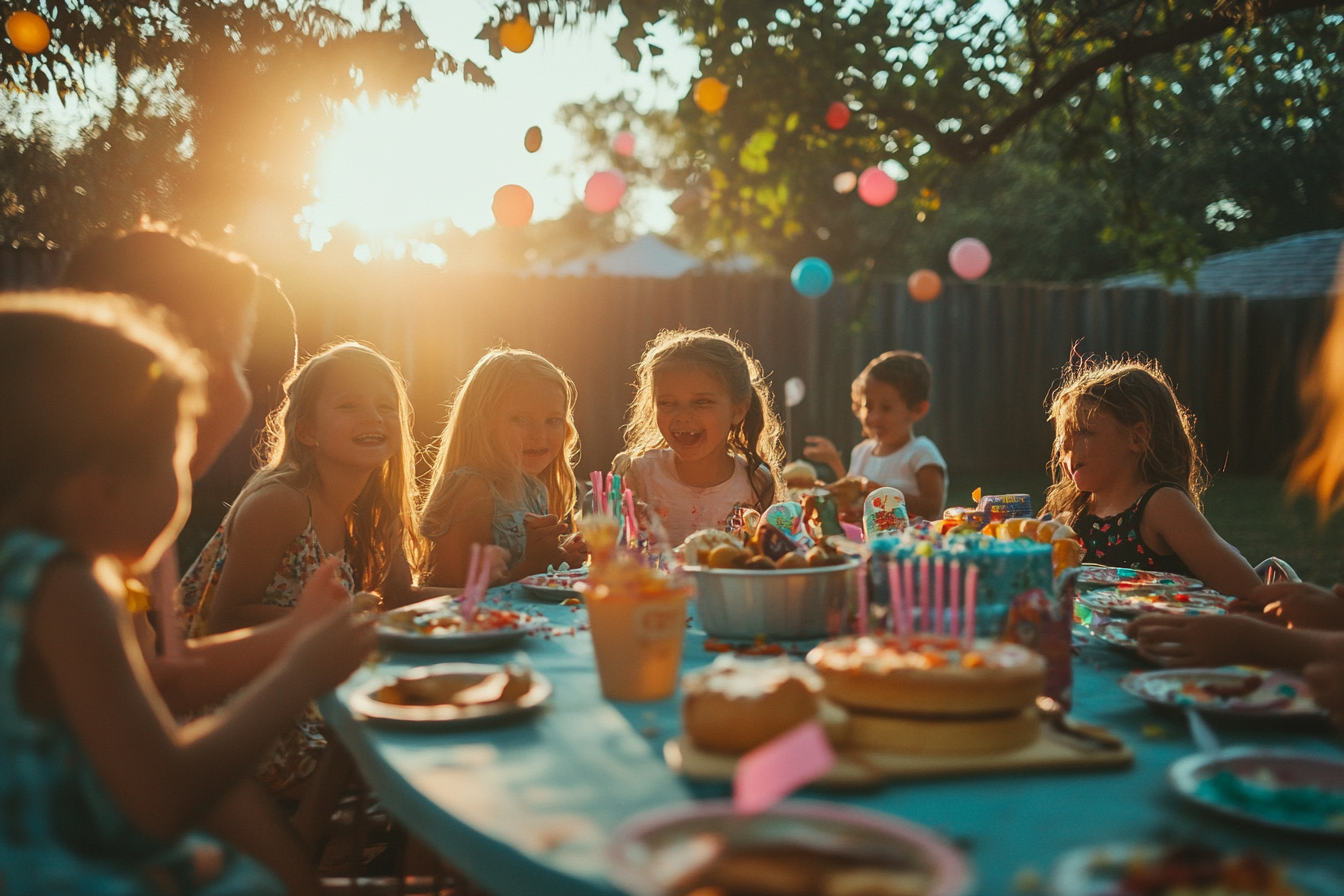 Kids at a backyard birthday party | Source: Midjourney