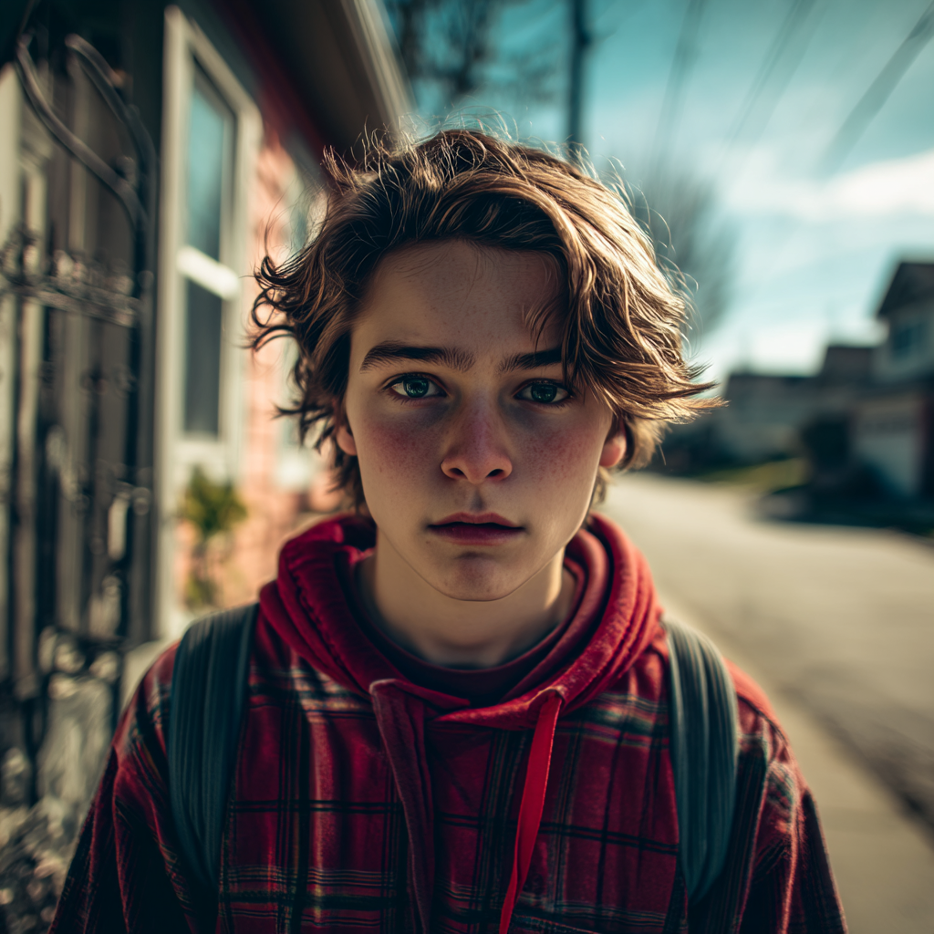 A boy looking straight ahead | Source: Midjourney