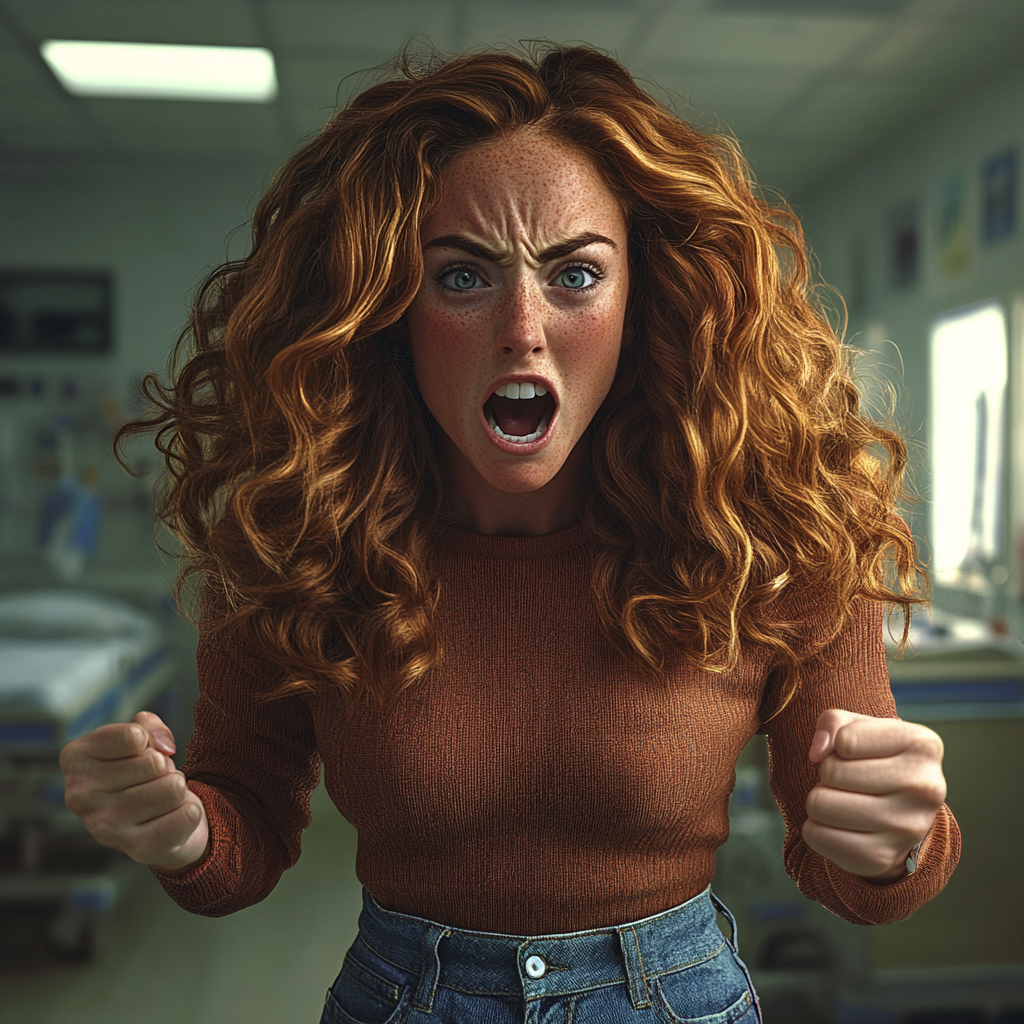 An angry woman yelling | Source: Midjourney