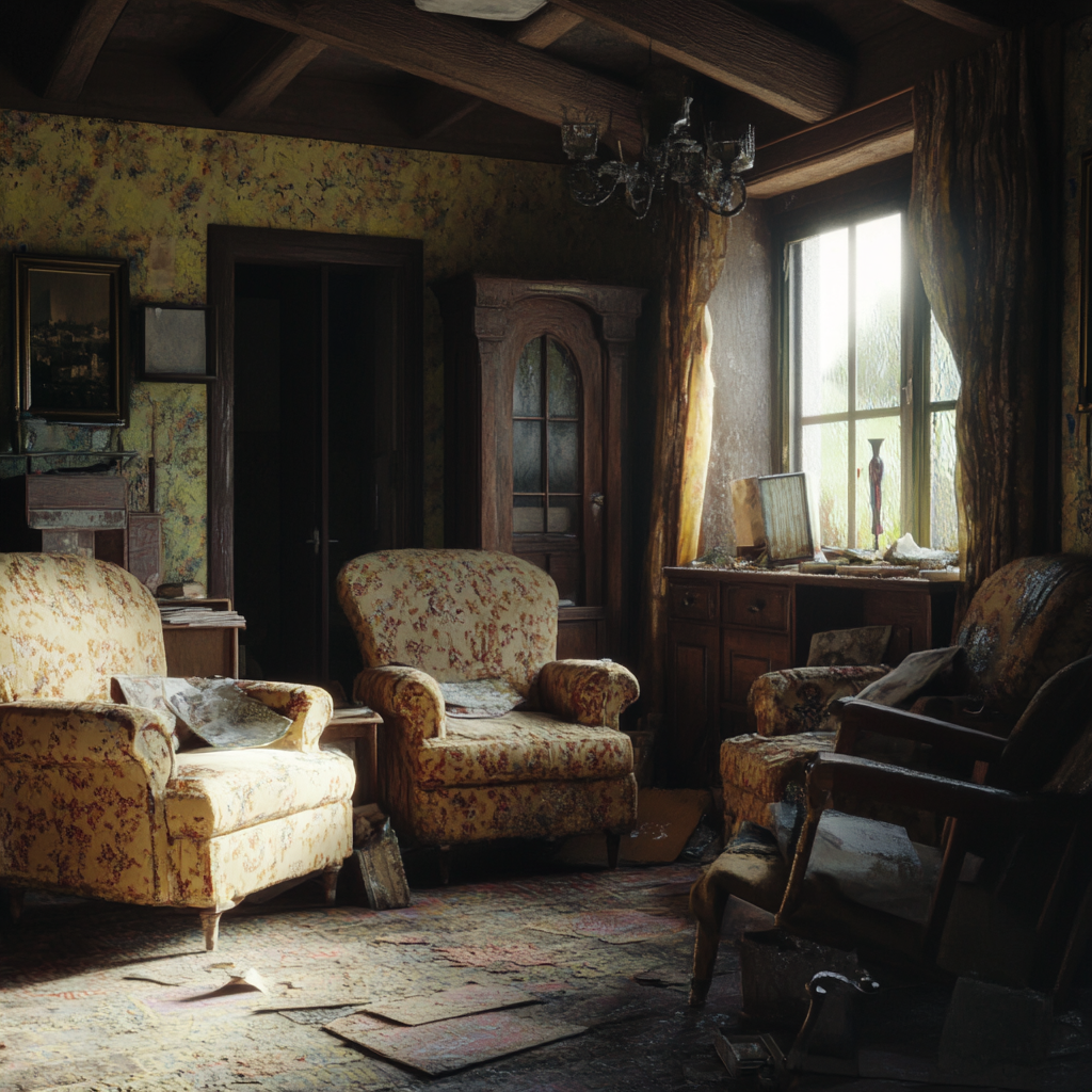 An unkempt living room | Source: Midjourney