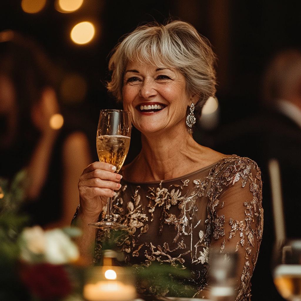 A woman giving a toast | Source: Midjourney