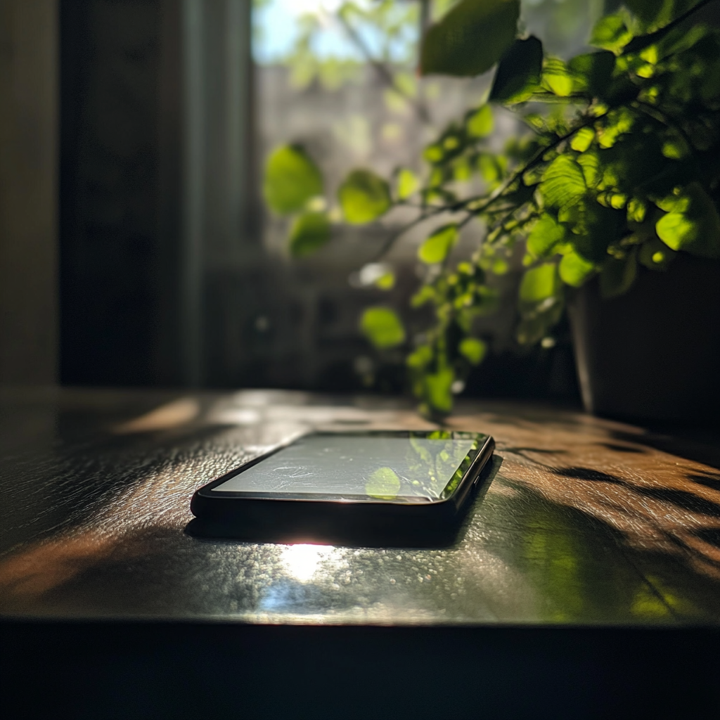 A cellphone on a table | Source: Midjourney