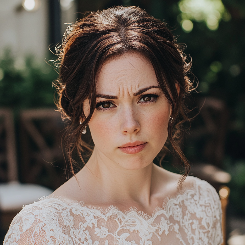 An upset bride at a wedding venue | Source: Midjourney