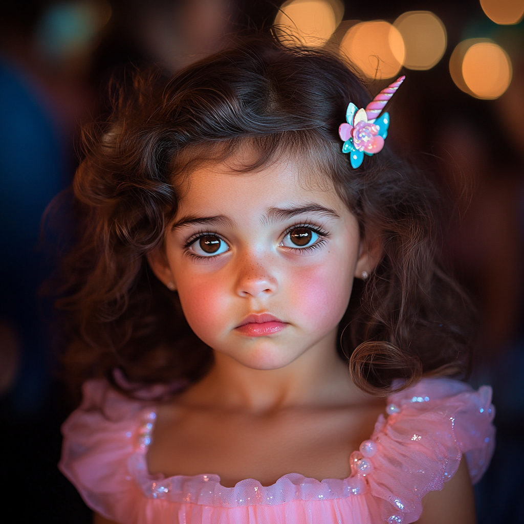 A little girl looking serious and concerned | Source: Midjourney