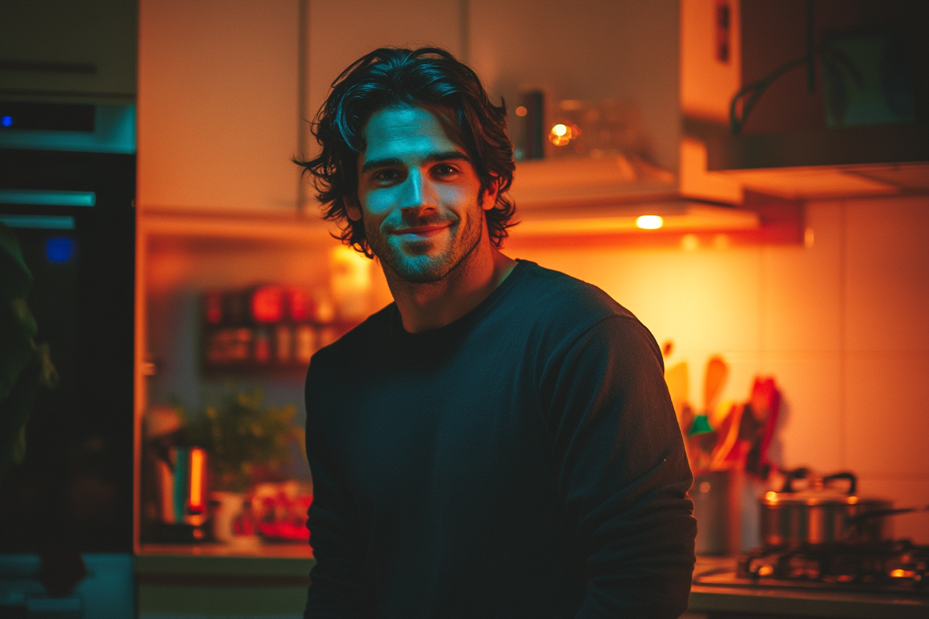 Man smiling in a kitchen | Source: Midjourney