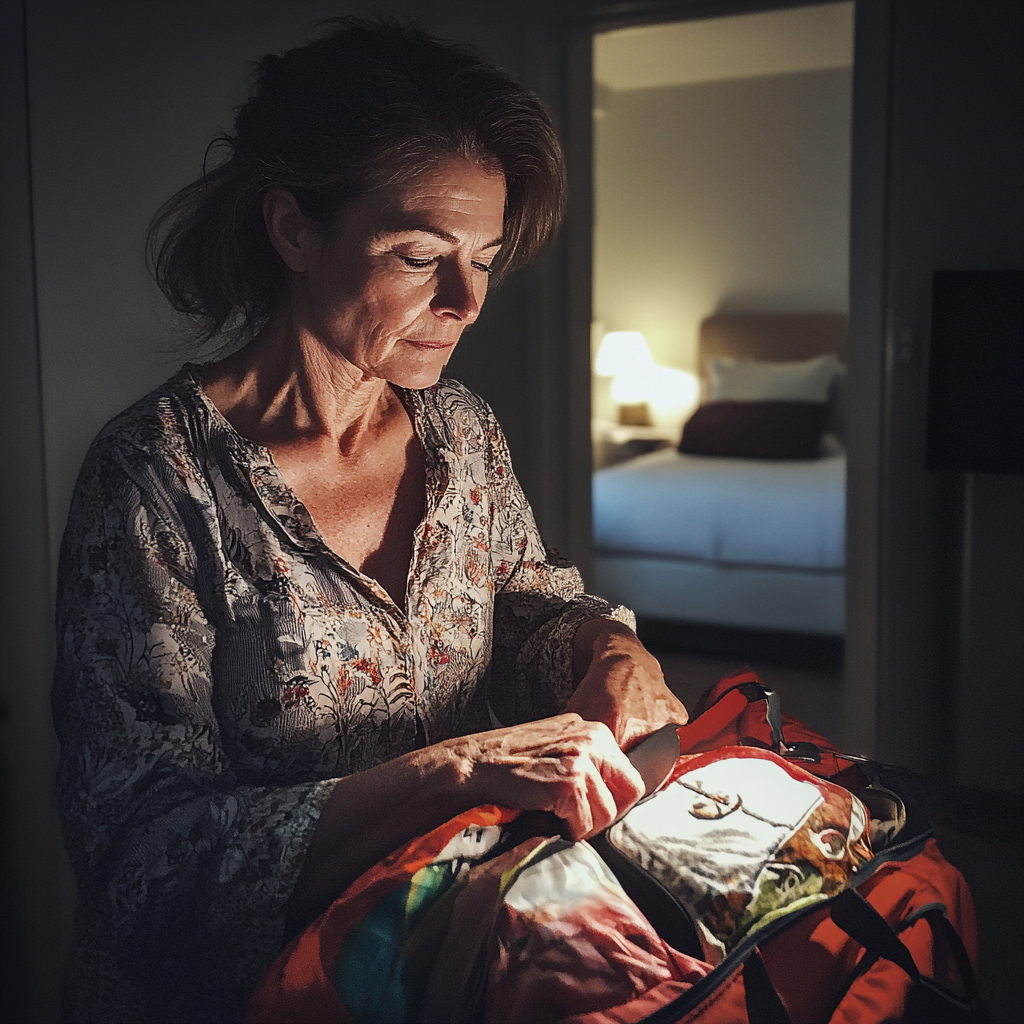 A woman packing a bag | Source: Midjourney