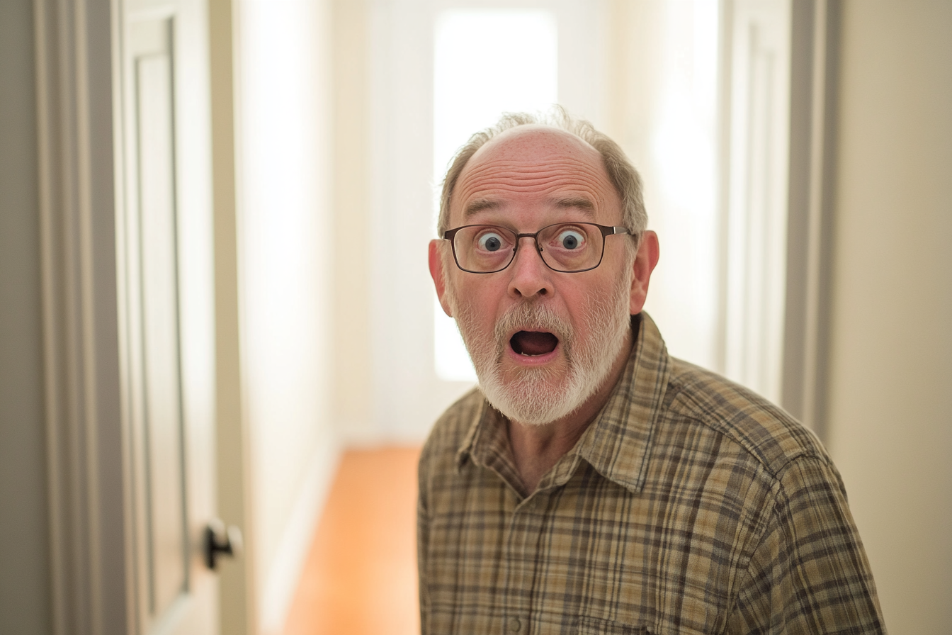 Un homme choqué dans un couloir | Source : Midjourney