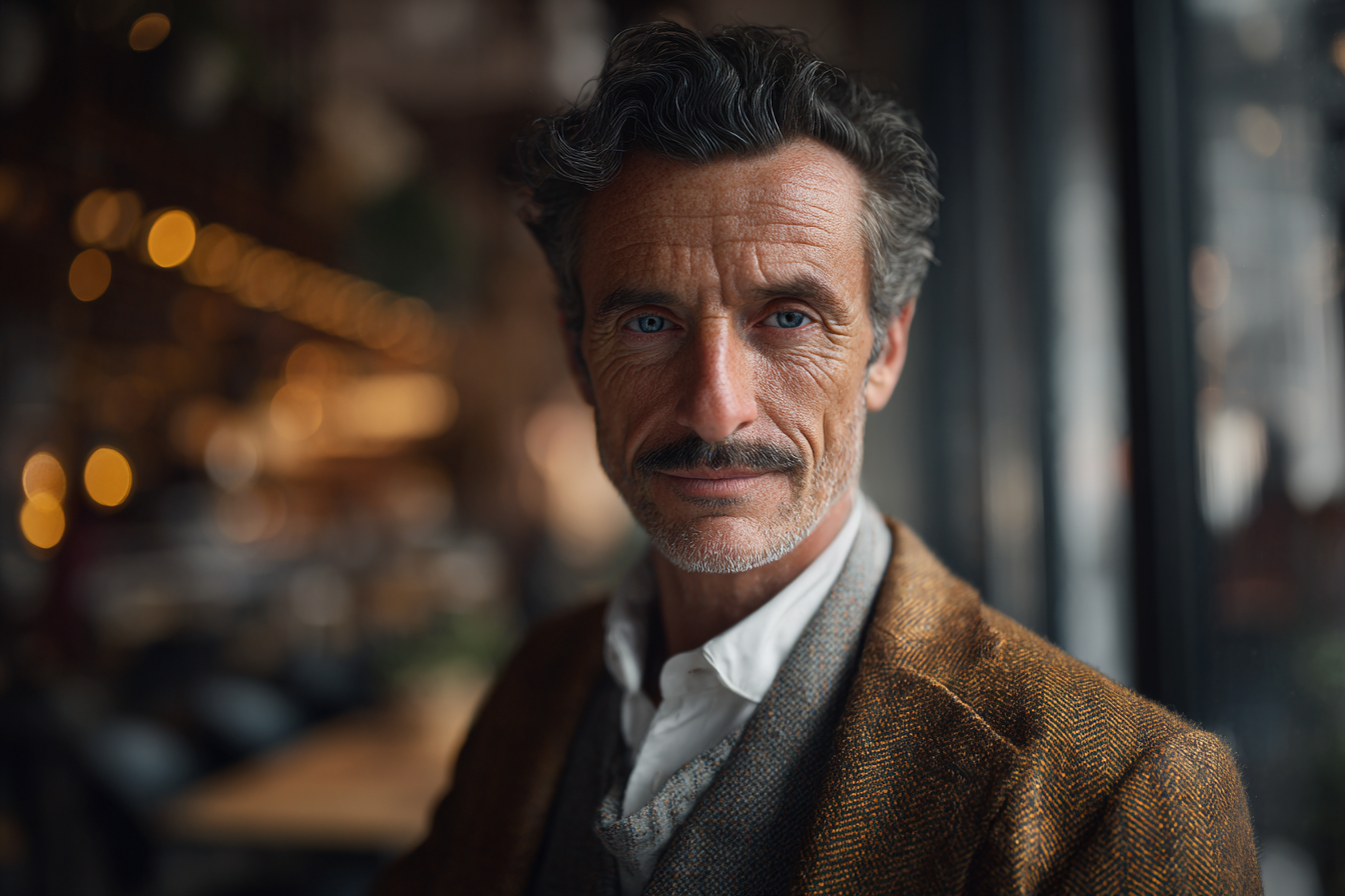 Mężczyzna patrzący prosto przed siebie | Źródło: Midjourney